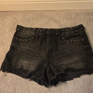 PTCL Black Studded Jean Shorts